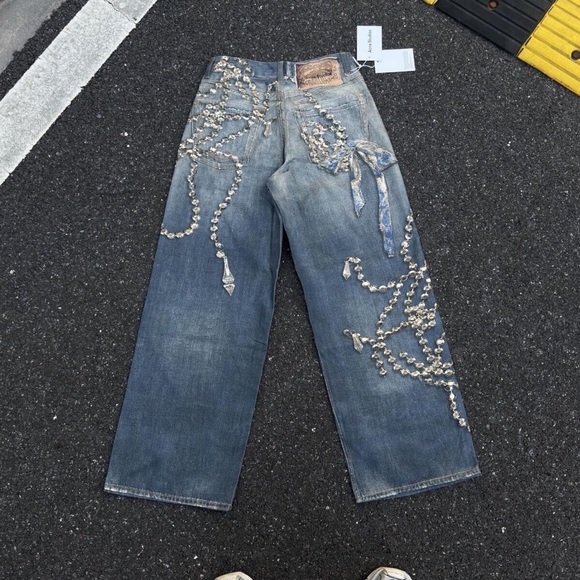Acne Studios 3D printed crystal bow printed jeans - Picture 2 of 7